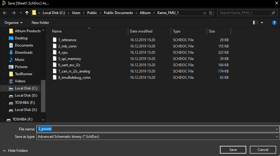 Saving the schematic document