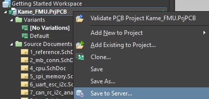 Saving the project to the server