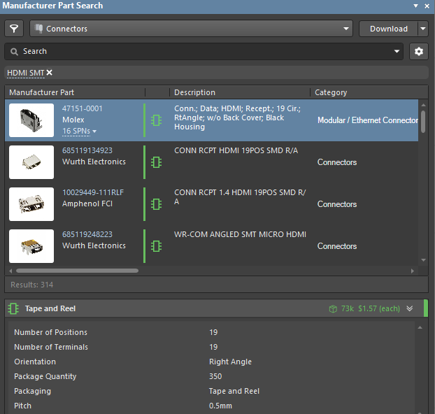 Search by part description