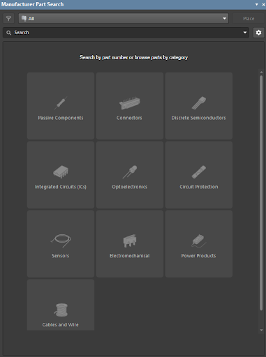 Manufacturer Part Search panel