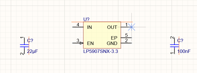 Snapping crosshair at first pin of component LP5907SNX-3.3