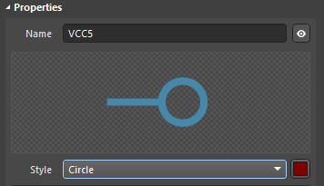 Power Port Configuration in Properties panel for VCC5 power net