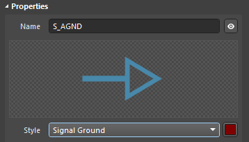 Power port configuration in Properties panel for S_AGND power net