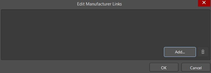The Edit Manufacturer Links dialog
