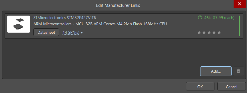 Selected Solution is Shown in the Edit Manufacturer Links Dialog
