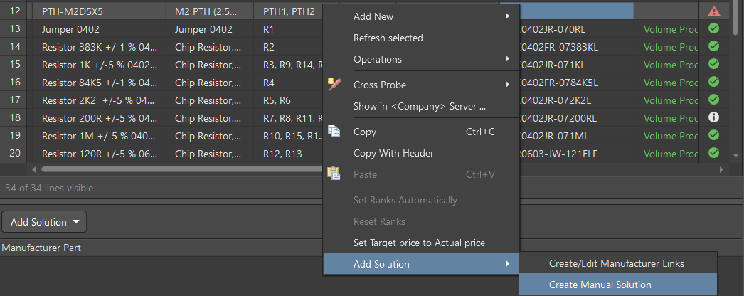 Creating a Manual Solution