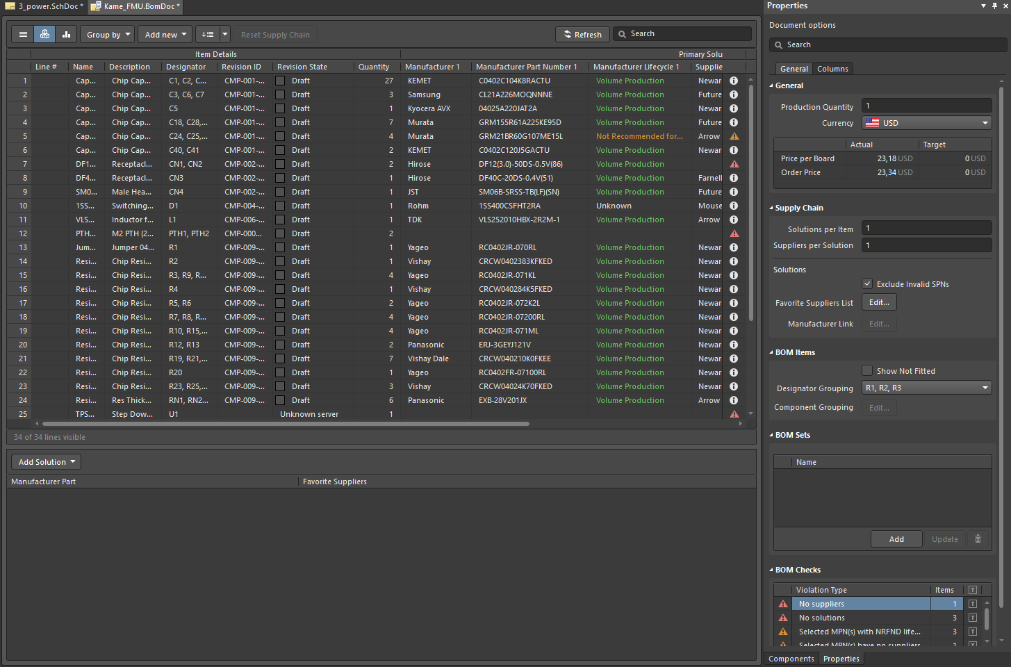 The ActiveBOM editor tab.