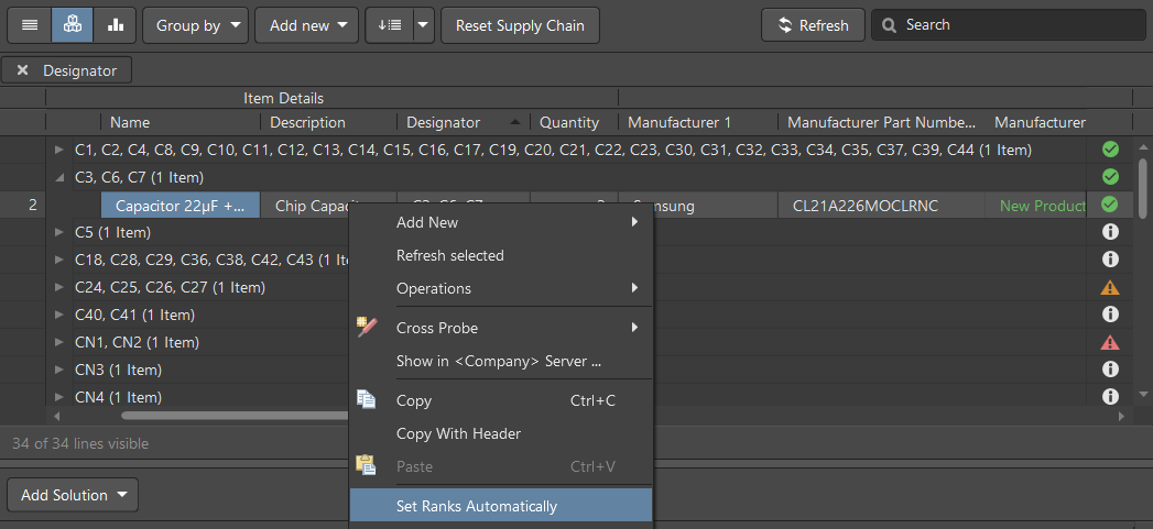 Automatically Assigned Rank for the Most Suitable Solution for this Component