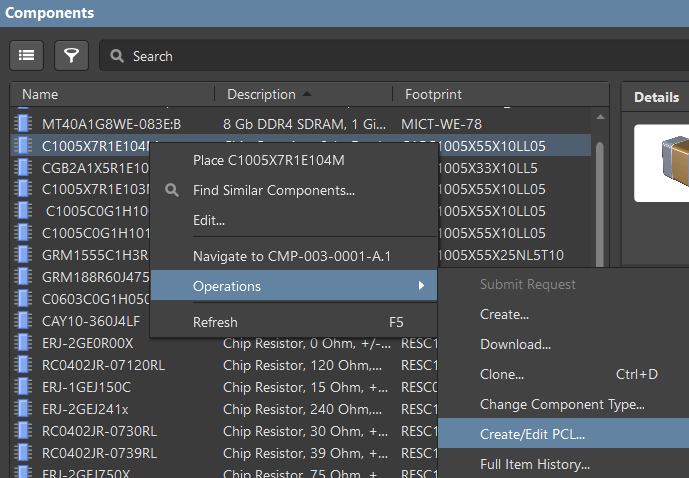 The Create/Edit PCL command