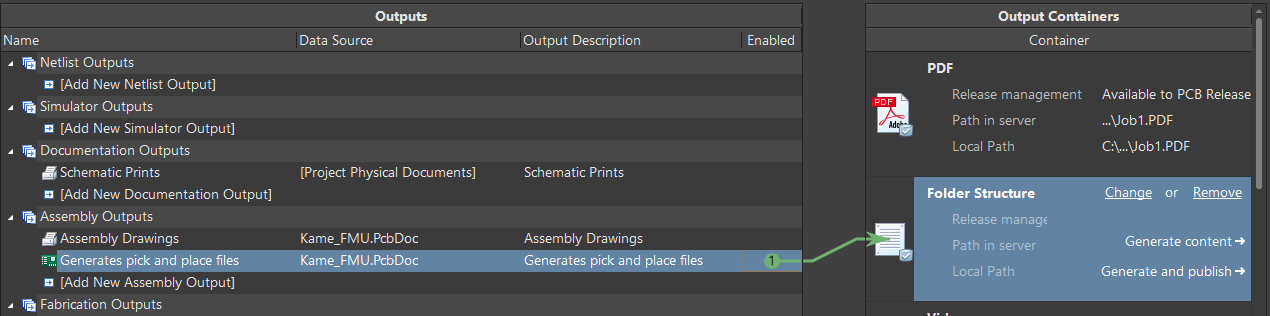 Pick and Place file is enabled for output