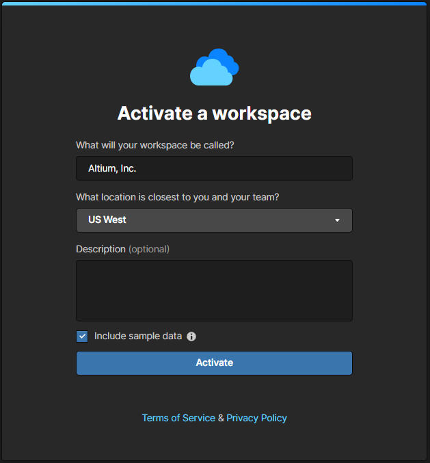 The "Include sample data" Option During Workspace Activation