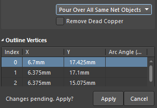 Polygon pouring mode selection