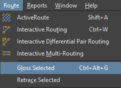 Gloss Selected tool access