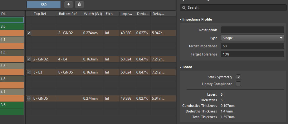 Impedance Profile is added