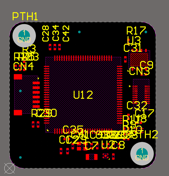 Completed component placement on the top layer of the PCB