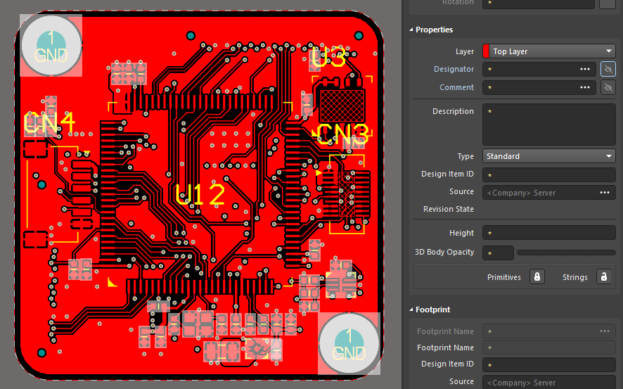 Designators are hidden for all components except U3, U12, CN3, and CN4