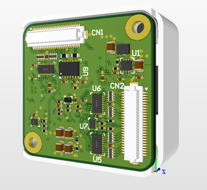 The placed 3D model with view from the bottom side of the PCB
