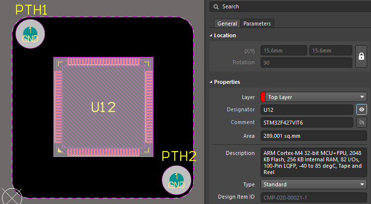 Component U12 is Placed at the Required Coordinates and Locked