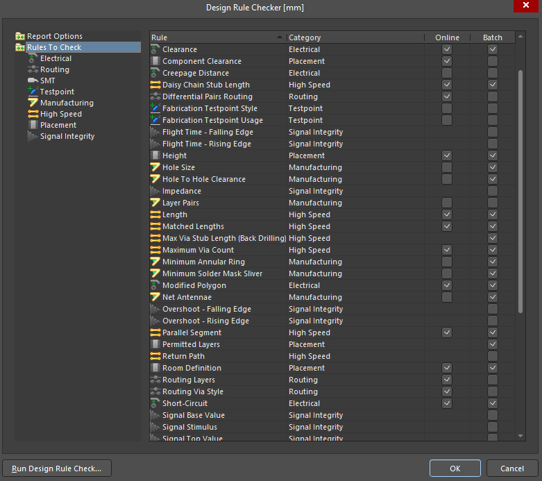Design rule check configuration 