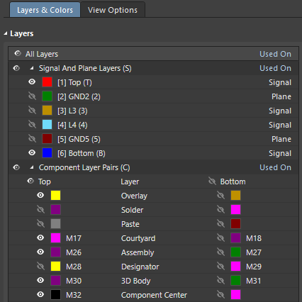 Layer Visibility Configuration for Top Layer Placement