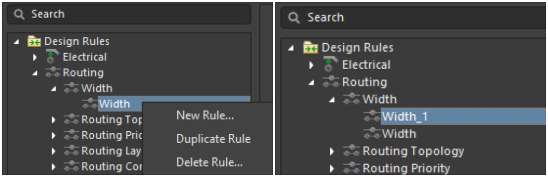 New width rule for power nets is created
