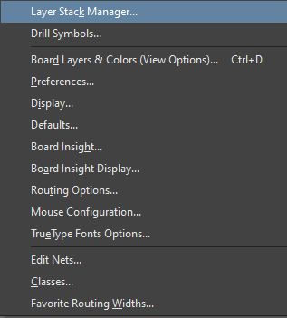 Launching the Layer Stack Manager