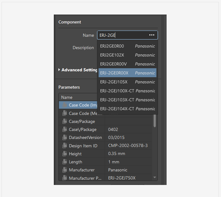 A Pop-up List of Available Components