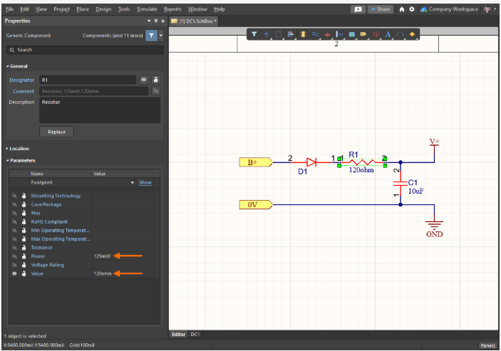 Specifying the parameters of a generic component
