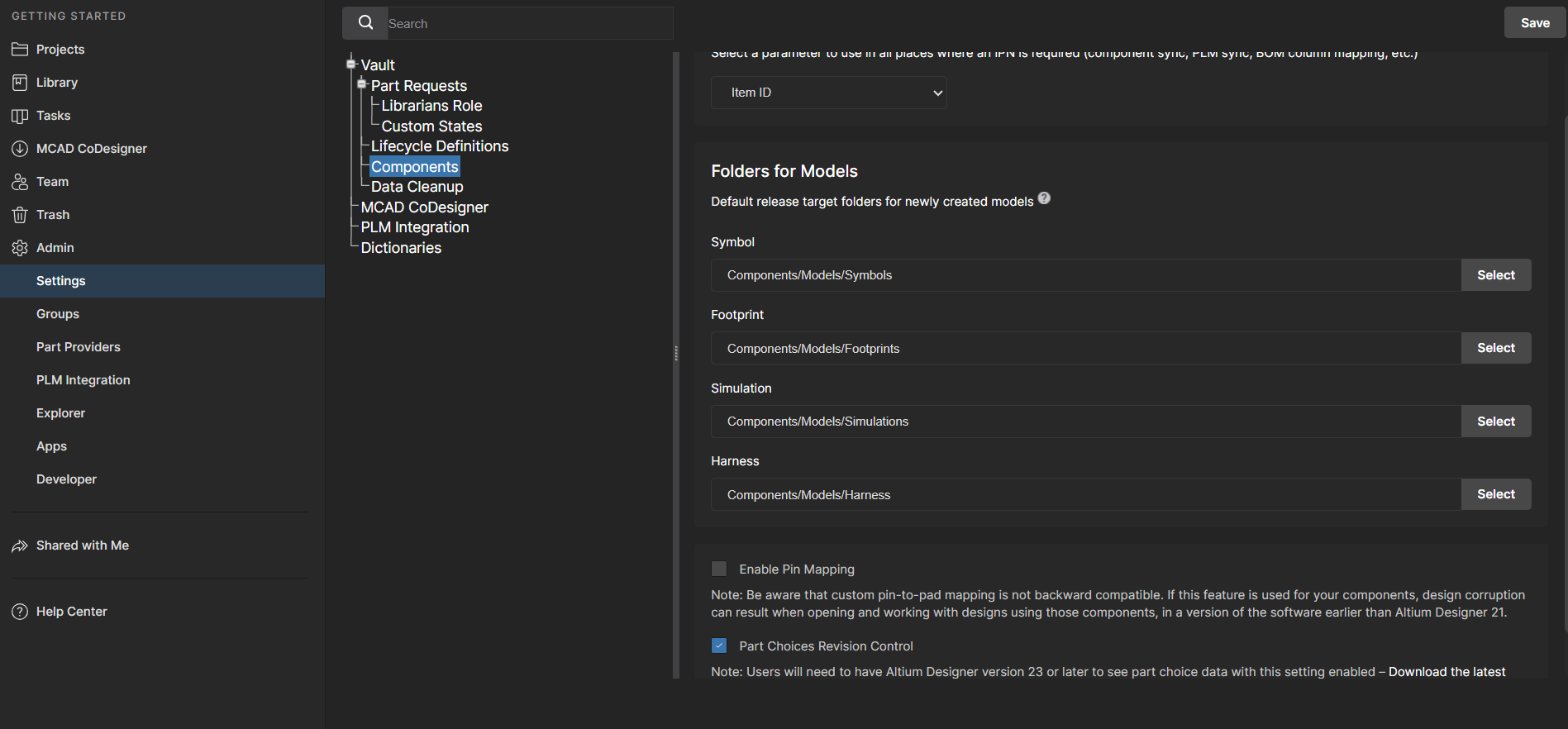Part Choice Revision Control