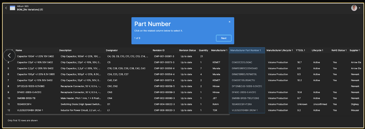 Column mapping so BOM Portal understands your BOM data correctly