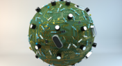  Computer planet with circuit grid